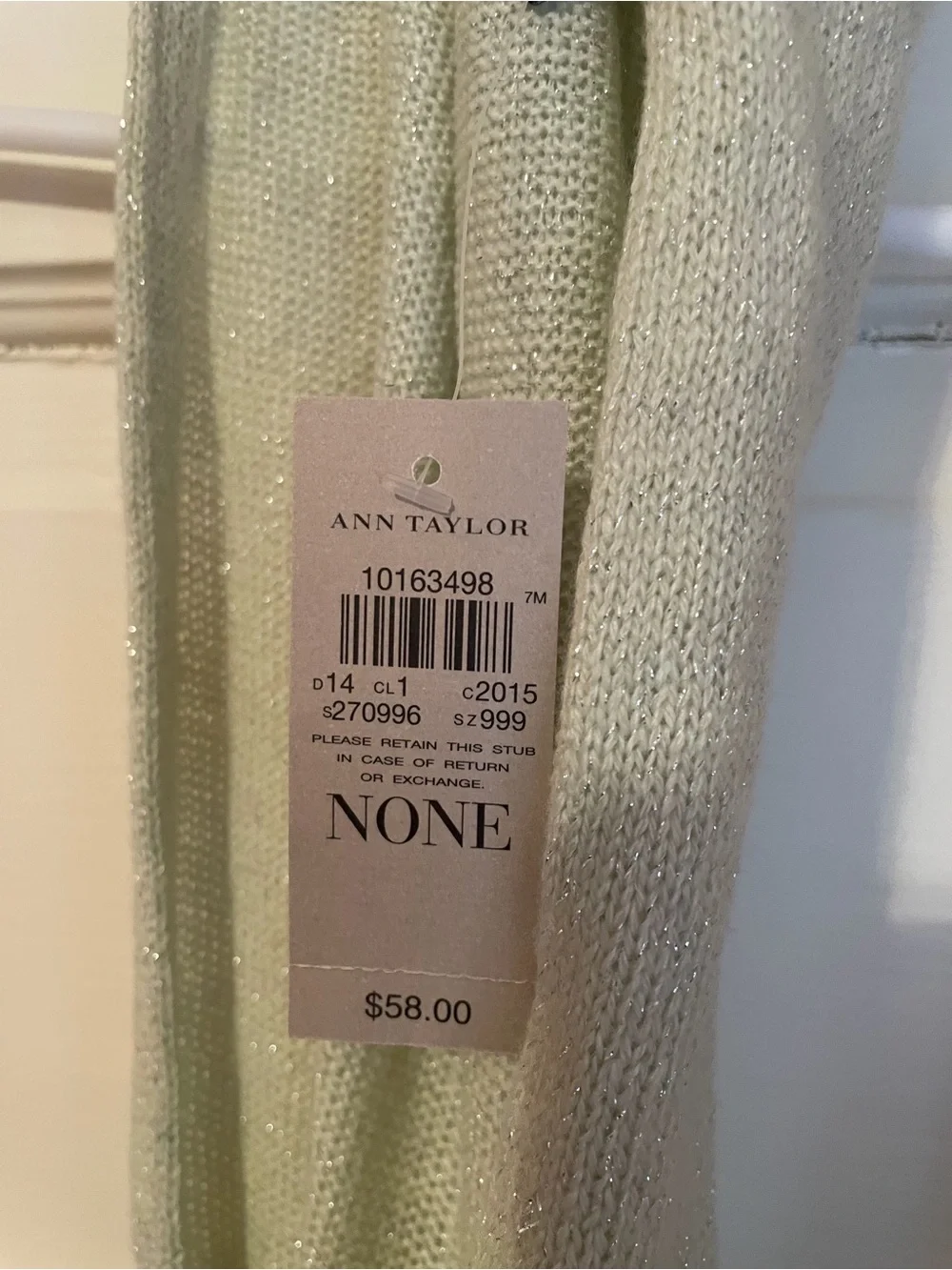 Ann Taylor Pale Sage Knit Infinity Scarf with Metallic Thread - Picture 2 of 4
